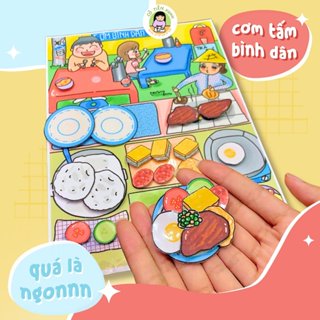 Bộ Tranh Đồ Chơi Giấy Cô Tiên Xanh Tiệm Cơm Sườn Bì Chả