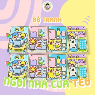 Bộ Tranh Đồ Chơi Giấy Cô Tiên Xanh Ngôi Nhà Của Gia Đình Tèo