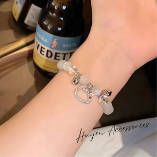 Vòng tay, lắc tay chuỗi đá mặt hình Hello Kitty siêu hot - Huyền Accessories - HN78