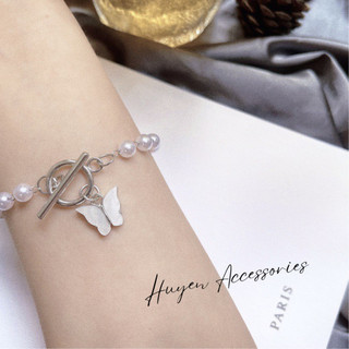 Lắc tay, vòng tay nữ ngọc giả kết hợp hình bướm thời trang - HN72