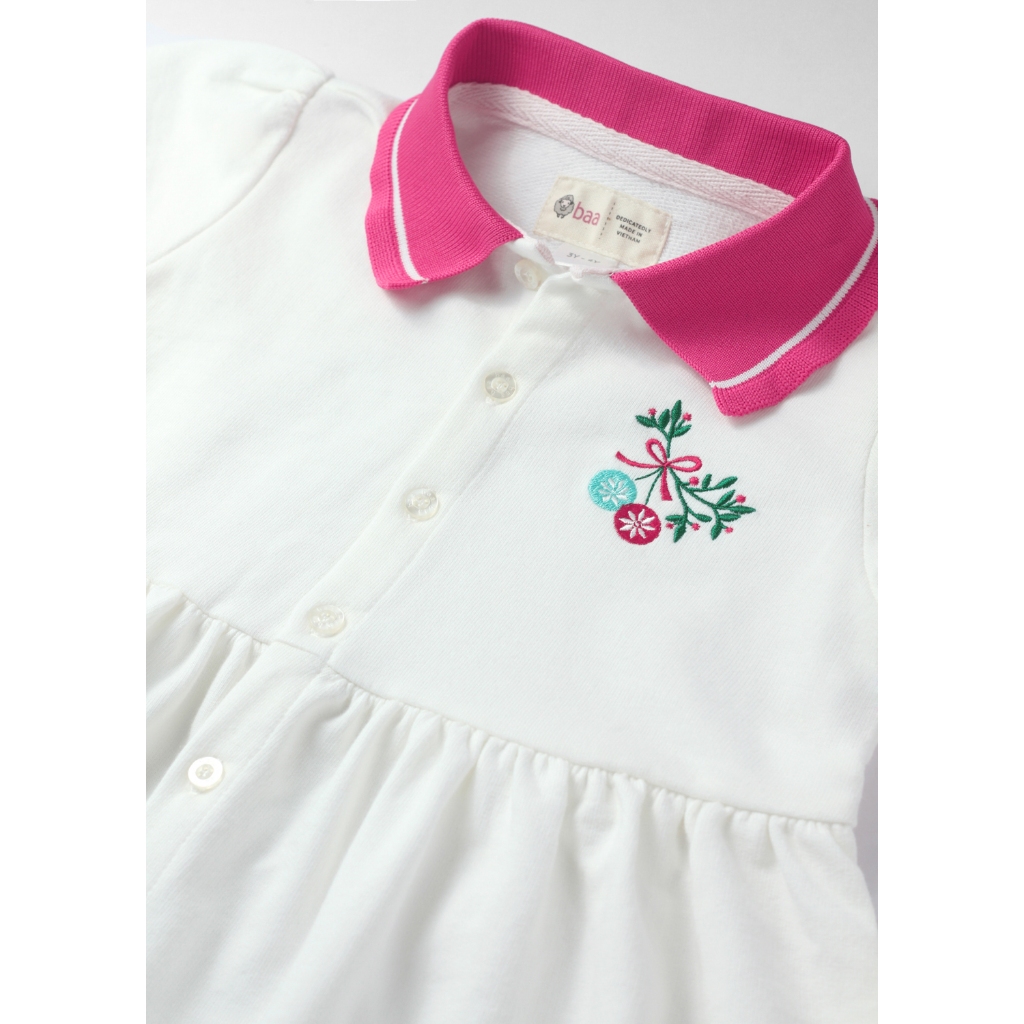 Đầm bé gái, đầm váy polo cho bé gái, váy bé gái cotton thêu họa tiết từ 1 tuổi - 7 tuổi Baa Baby - B-GT-AD04N