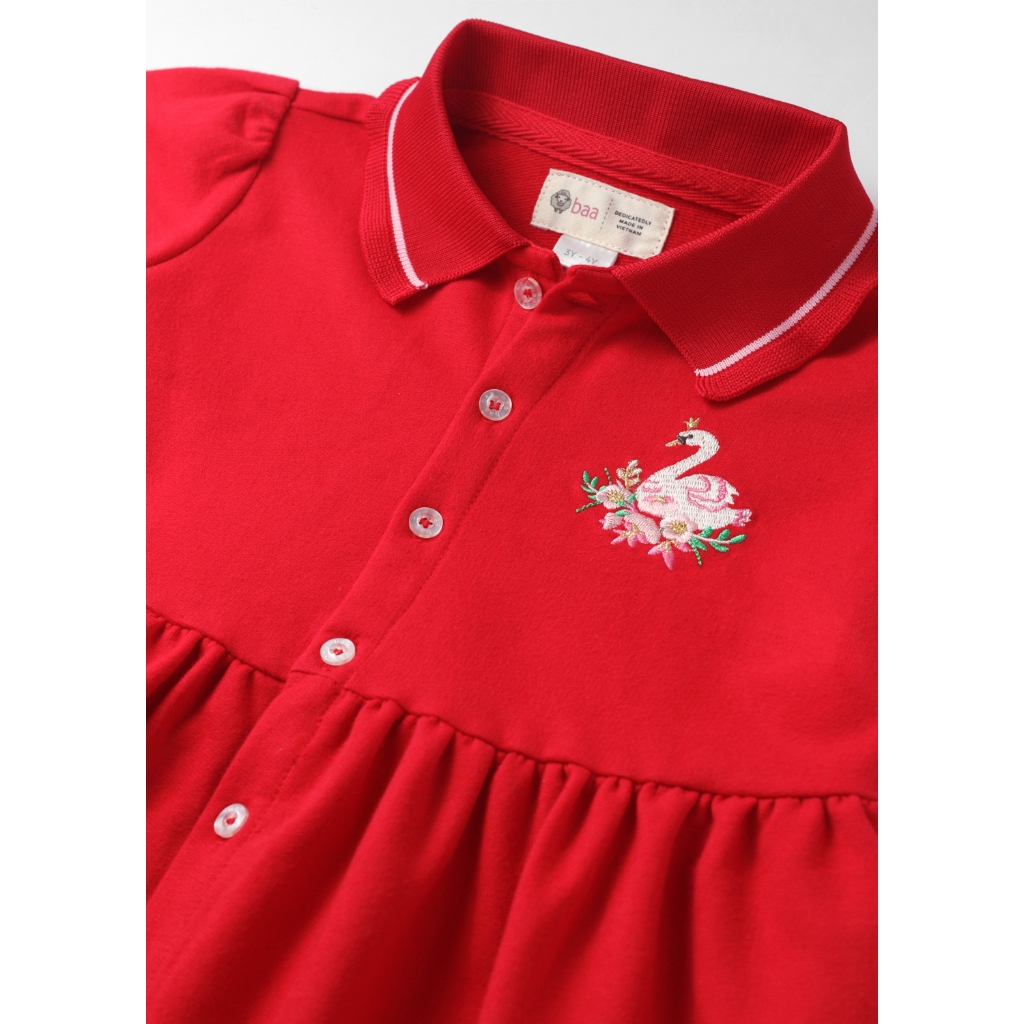 Đầm bé gái, đầm váy polo cho bé gái, váy bé gái cotton thêu họa tiết từ 1 tuổi - 7 tuổi Baa Baby - B-GT-AD04N