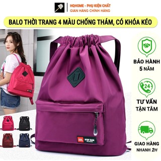 Ba Lô Dây Rút Gấp Gọn Chống Thấm Đa Năng, Balo Dã Ngoại 4 Màu Thời Trang, Dáng Thể Thao Cao Cấp Có Túi Khóa Chống Trộm