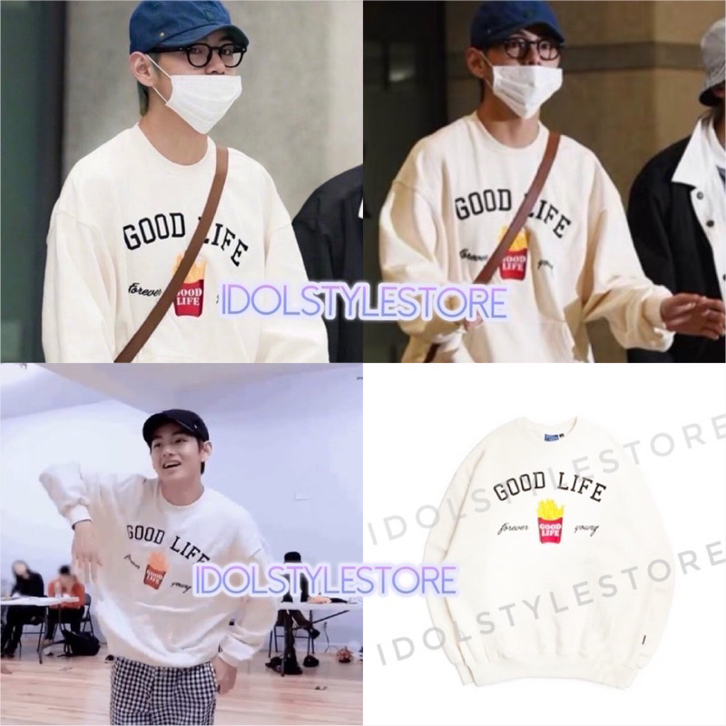 (kèm card) áo nỉ sweater goodlife V Kim Tae Hyung BTS