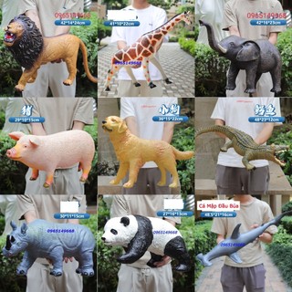 Đồ chơi mô hình con vật rừng cho bé bằng cao su mềm Hươu, Sư Tử, Hổ, Voi, Báo, Ngựa