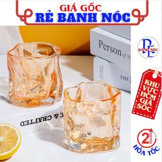 Cốc thủy tinh chịu nhiệt dùng để uống trà, cafe, sinh tố - ly uống whisky cao cấp 200ml - ly rock thủy tinh pha lê