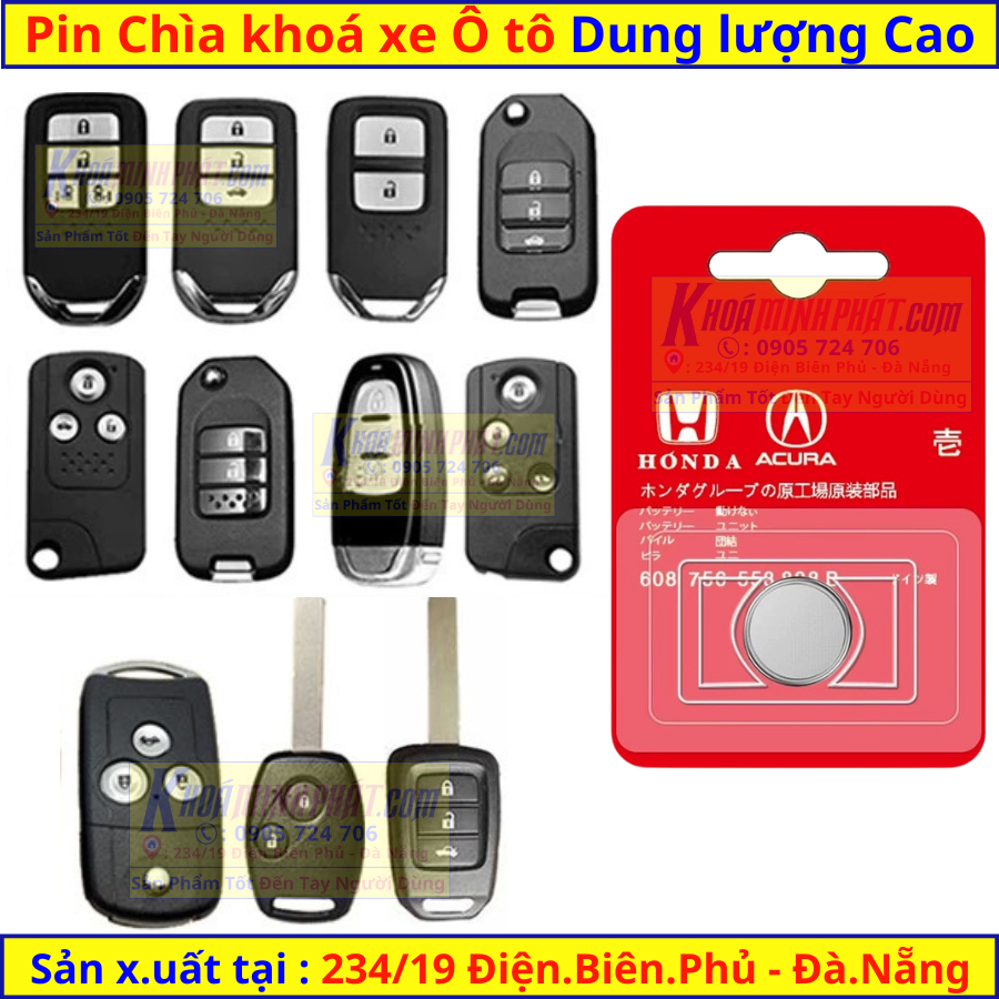 Pin Chìa khoá xe ô tô Honda Civic, City, CRV, HRV, Accrod, Jazz CR2032 CR1620 CR1616