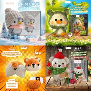 [DIY] Set nguyên liệu móc Len Thú bông cầm tay, Đồ thủ công handmade tặng chart móc len và video hướng dẫn cho người mới