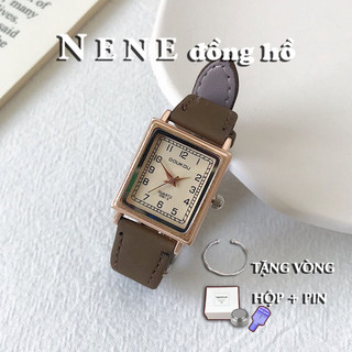 (tặng vòng) Đồng hồ nữ Doukou dây da mềm nhiều màu mặt vuông