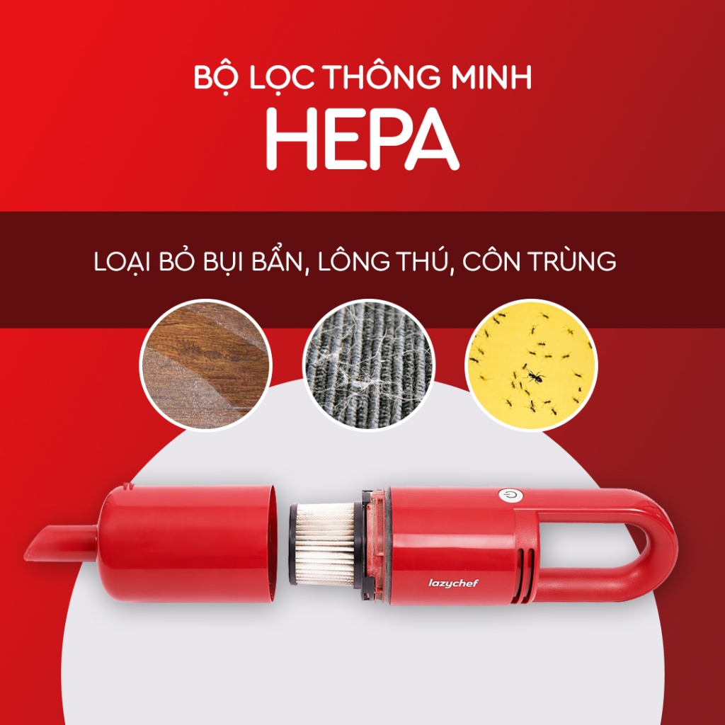 Lõi lọc HEPA cho máy hút bụi Lazychef, lọc sạch cả bụi mịn, giúp không gian thoáng sạch