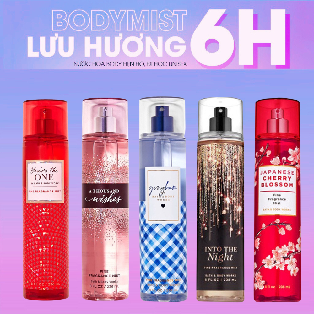 Xịt Body mist Gingham, into the night, a thousand, Japanese Cherry Blos xịt thơm toàn thân - xitbodymist.vn