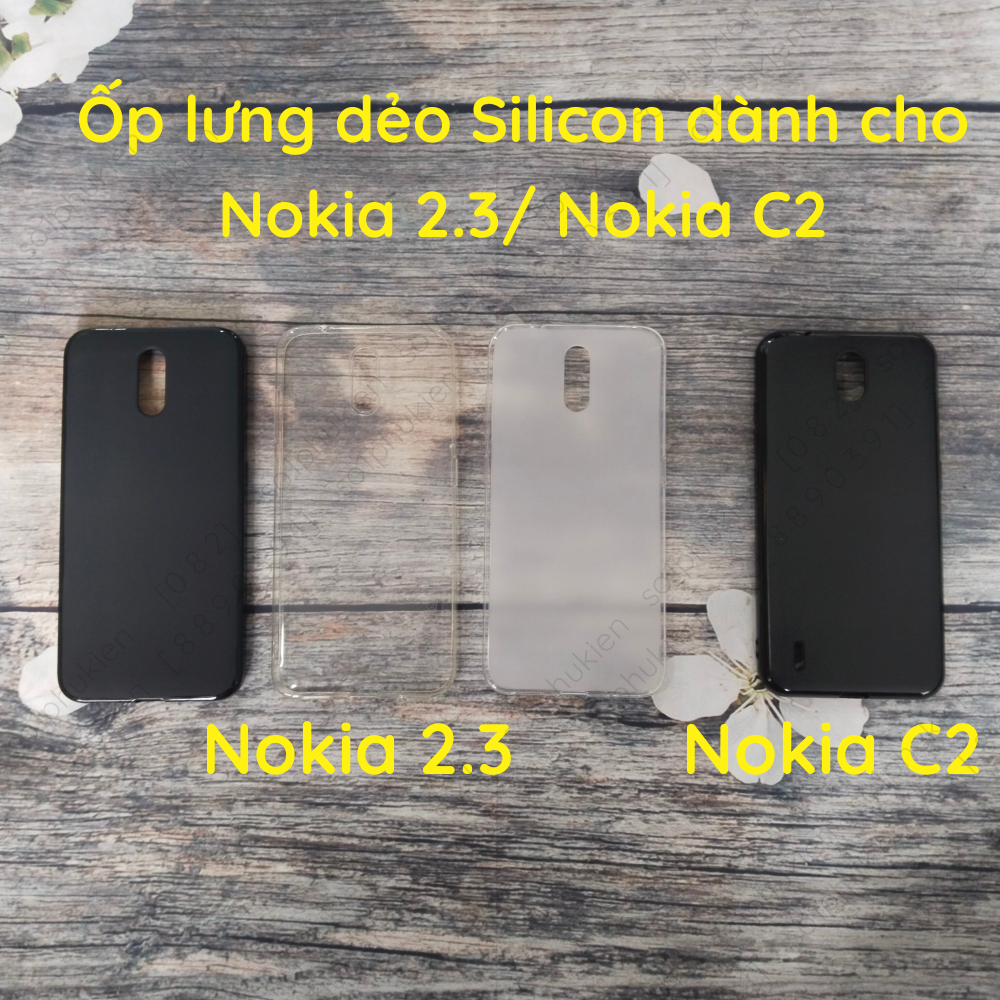 Ốp lưng nokia 2.3/ C2 silicon dẻo đen, dẻo trong cao cấp, bền đẹp