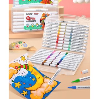 Bút màu acrylic, màu marker acrylic cao cấp chống nước bộ 12/24/36/48/60 màu vẽ trên mọi chất liệu Baoke MP2945