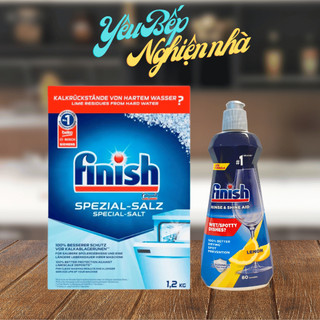 [HCM] Combo Muối rửa bát Finish 1.5kg + Nước làm bóng finish 400ml Nhập khẩu Chính hãng