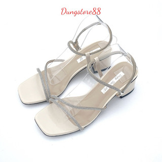 Sandal cao gót ,guốc cao gót dungstore88 dây đá sáng cao cấp cực sang chảnh cao 5 phân gót bọc ra