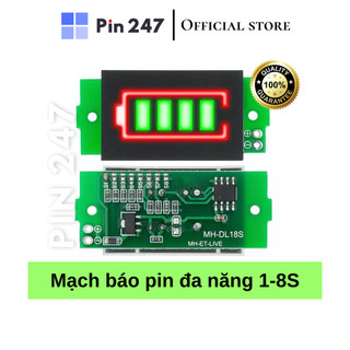 Mạch báo dung lượng pin lithium 1s 2s 3s 4s 1-8s 3.7v màn hình xanh dương pin247