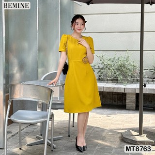 Đầm thiết kế cổ xếp ly eo đính nơ tùng xoè bemine mt8763
