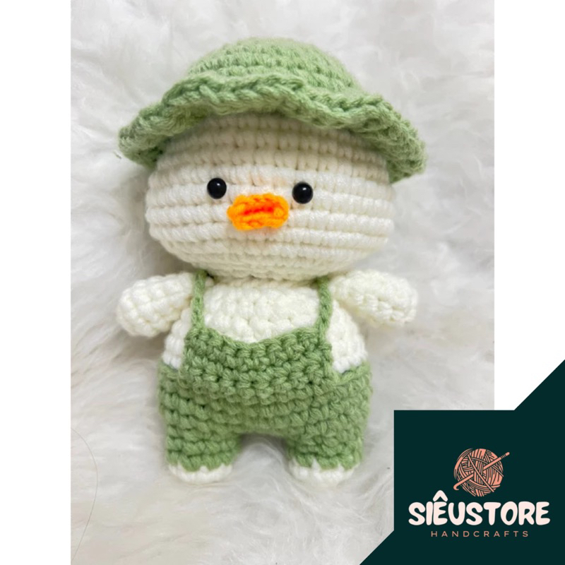 bé vịt mặc yếm len 22x15cm handmade