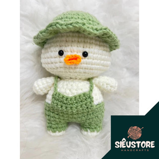 Bé vịt mặc yếm len 22x15cm handmade