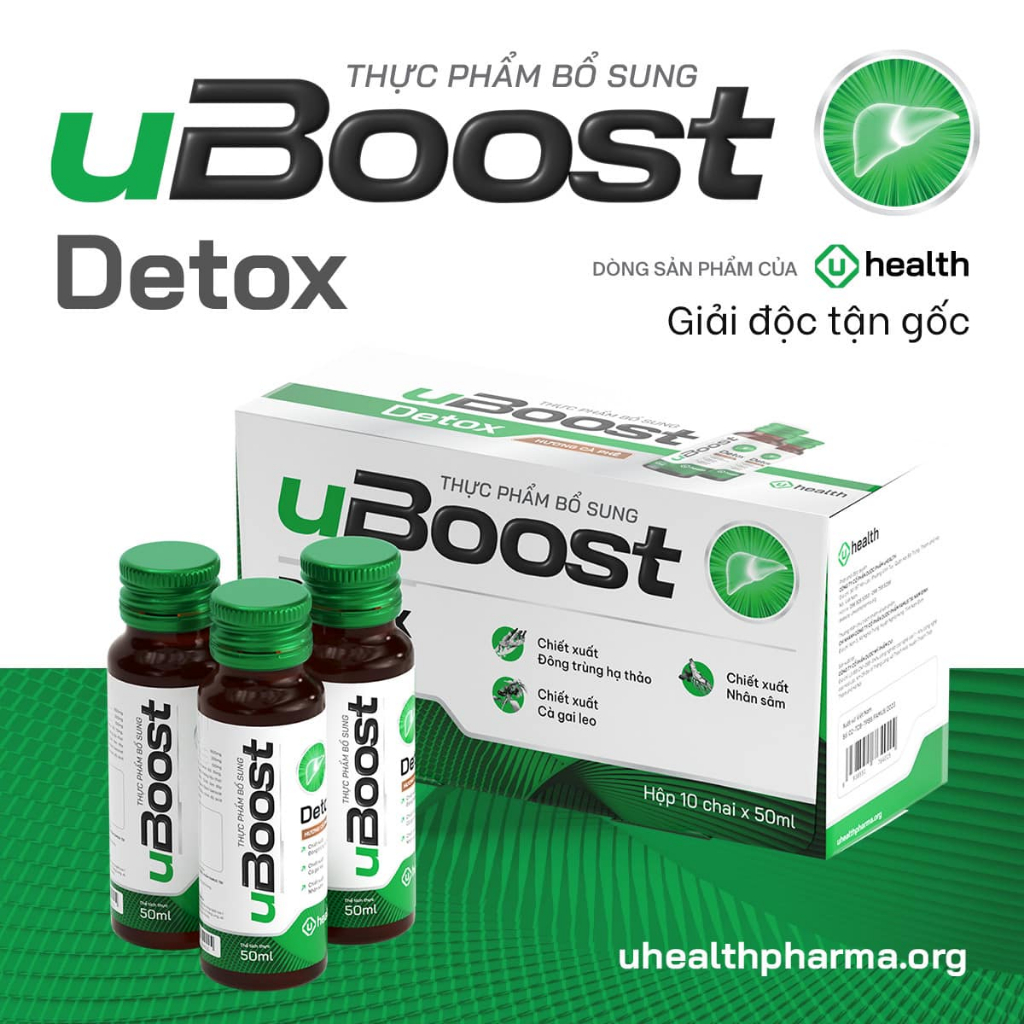 Thực phẩm giải độc gan uBoost Detox - Đông Trùng Hạ Thảo 10 chai