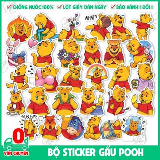 Combo 100 sticker GẤU VÀNG hình dán chống nước dễ thương đáng yêu dán điện thoại, dán laptop, nón bao hiểm