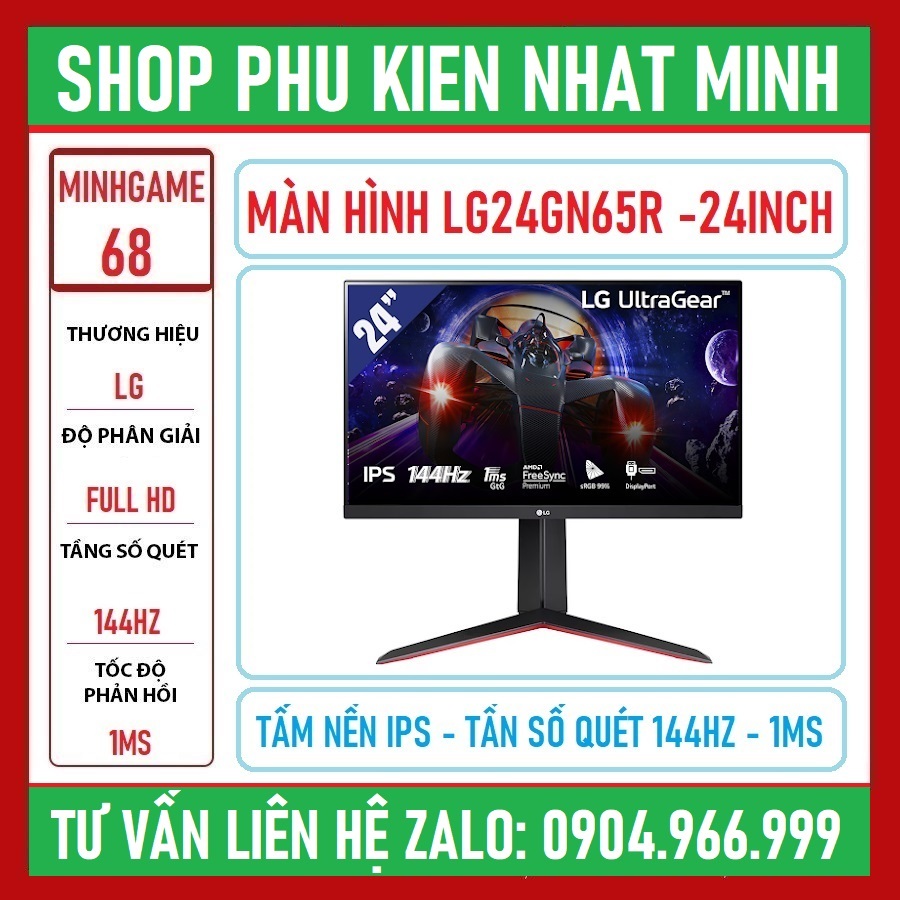 Màn hình LG24GN65R - IPS 144HZ - 24″ IPS FHD - Chân cơ học Chính hãng bảo hành 24 THÁNG 1 ĐỔI 1