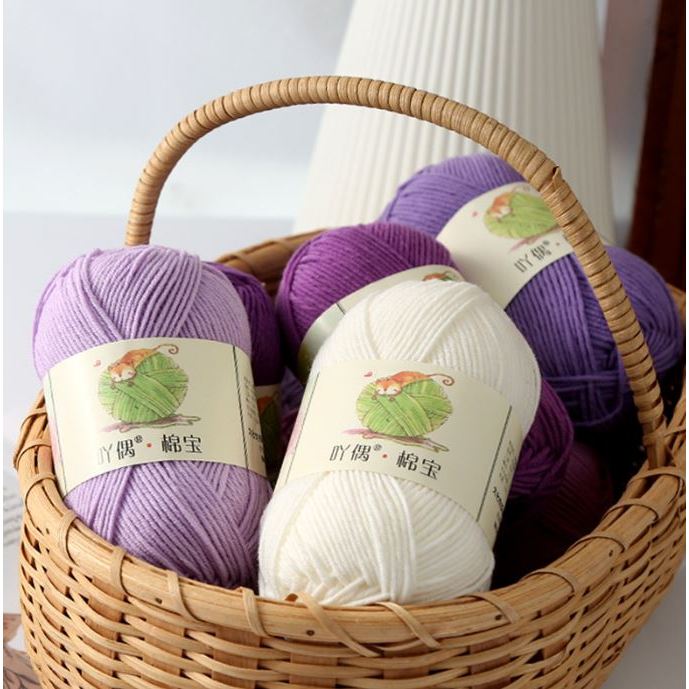  Len Mianbao full bảng màu không xù dupe baby yarn milk cotton 40gr 