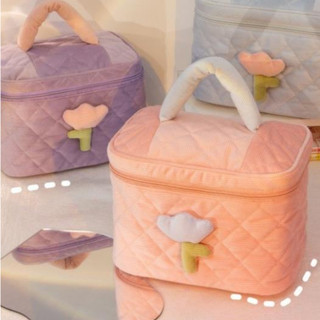 Túi Đựng Đồ Trang Điểm Mỹ Phẩm Du Lịch Hoa Tulip Nhiều Ngăn Nhỏ Gọn