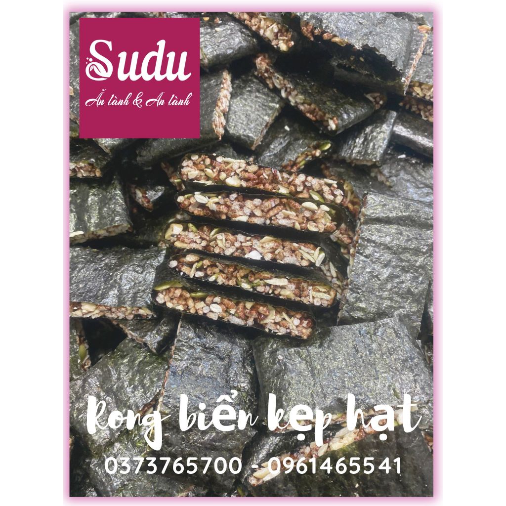 Bánh Rong Biển Kẹp Hạt Dinh Dưỡng SUDU 200 gram Ăn Vặt Ăn Kiêng Giảm Cân (13-15 thanh)