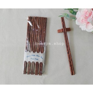Lốc 10 đôi đũa gỗ dừa tốt loại 1 dài 24cm