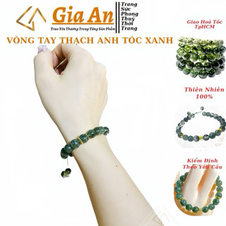 Vòng chuỗi tay đá thạch anh tóc xanh-Vòng chuỗi tay nam nữ đá phong thuỷ GIA AN may mắn tài lộc bình an