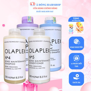 [+Tặng mũ trùm] BỘ DẦU GỘI XẢ OLAPLEX NO.4 4P 4C & 5 PHỤC HỒI TÓC HƯ TỔN, KHỬ VÀNG, SẠCH SÂU 250ML USA
