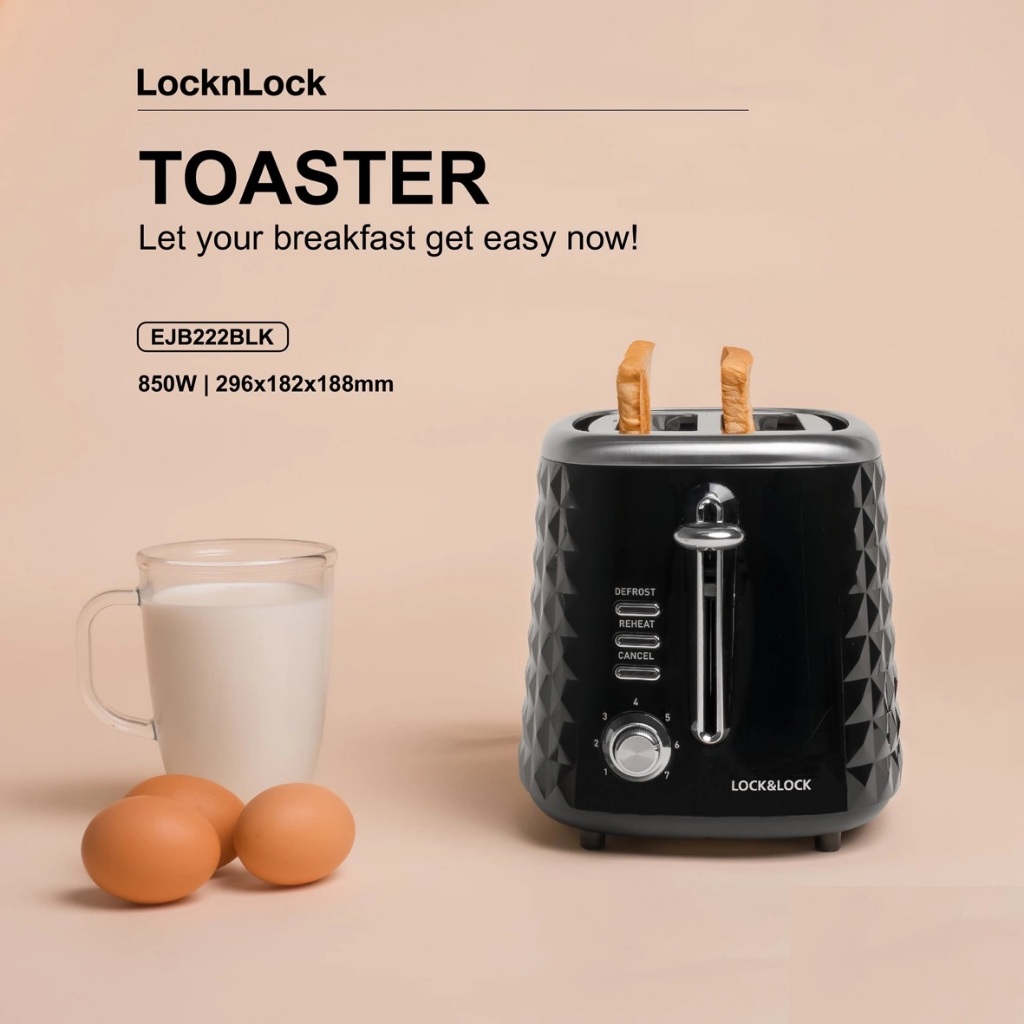 Máy Nướng Bánh Mì Lock&Lock Toaster EJB222BLK