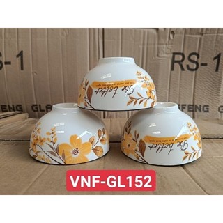 Combo 10 chén sứ / 6 chén hoa văn 4d mẫu hoa vàng gl152 - chén sứ trắng