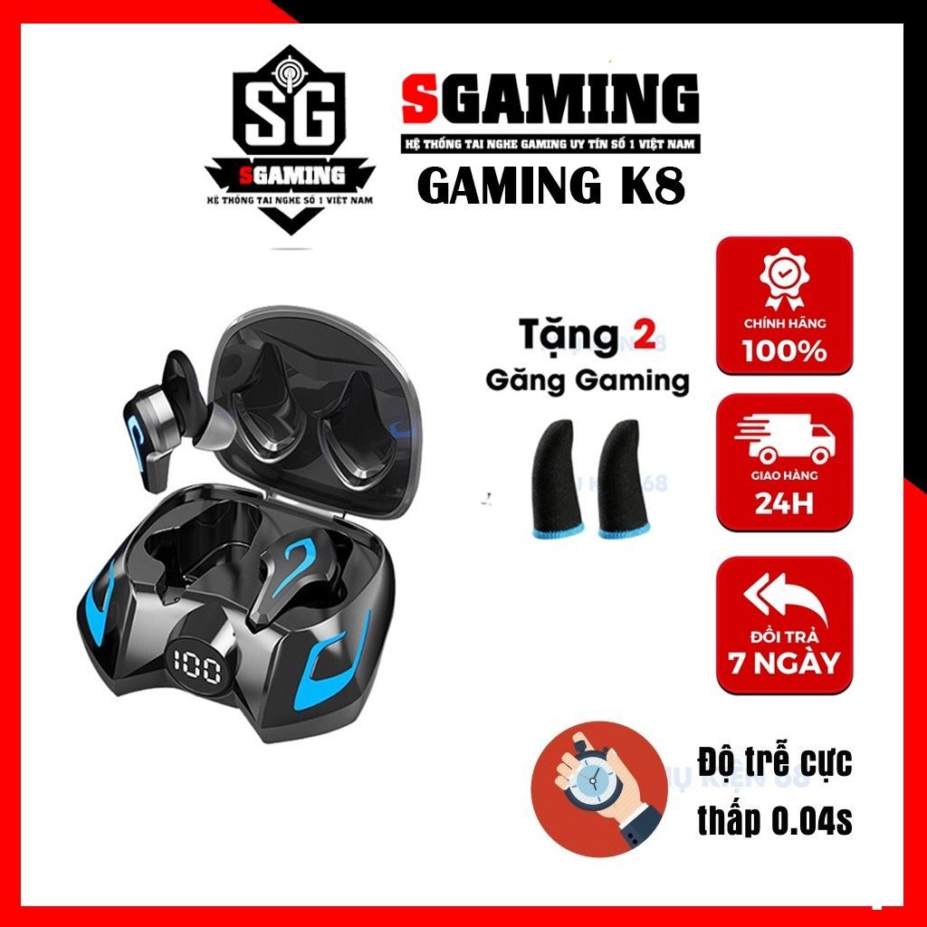 Tai Nghe Bluetooth Gaming Amoi K8, Tai Nghe Chơi Game Không Dây Có Đèn LED Độ Trễ Cực Thấp