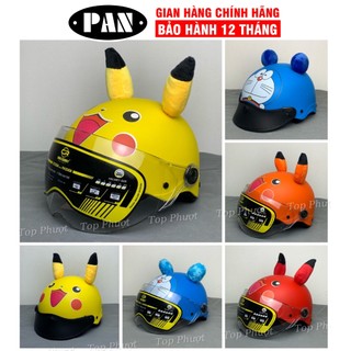Mũ Bảo Hiểm Trẻ Em Có Kính Tem Dán Đáng Yêu, Nón Bảo Hiểm Cho Bé từ 3 tuổi đến 12 tuổi - PAN Helmet