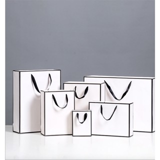 Túi giấy bìa cứng Trắng Viền Đen  (Túi Trắng Quai Đen)