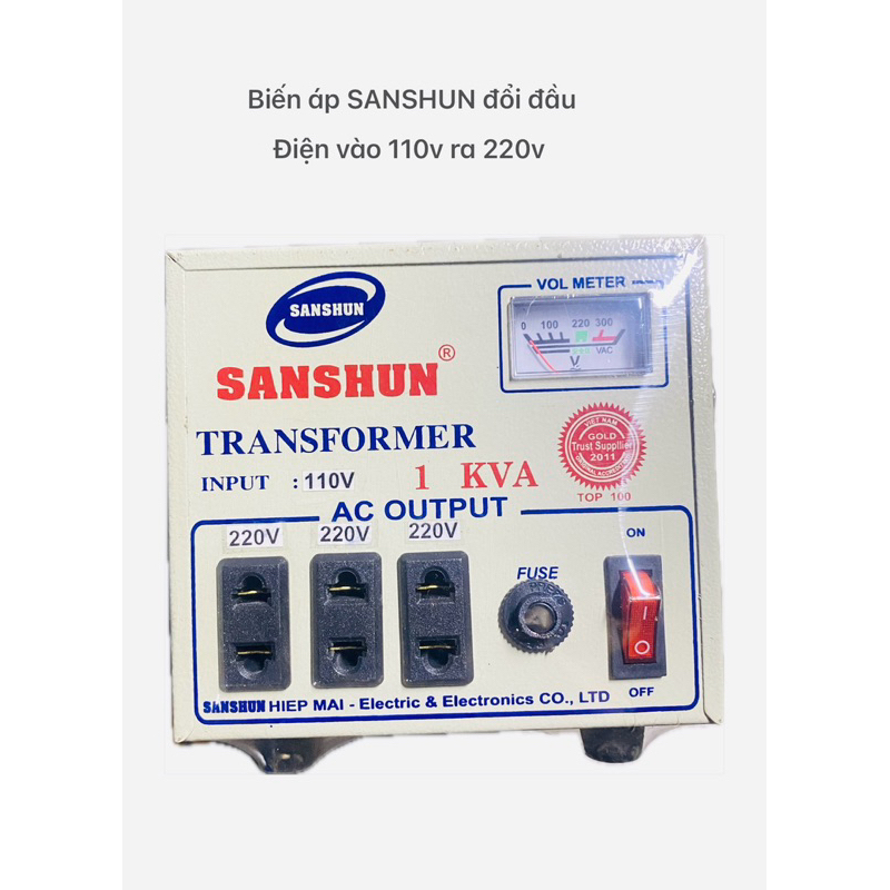 biến áp san shun 1kva điện vào 110v ra 220v