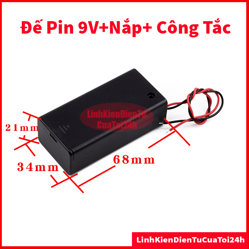 Đế Pin 9V có nắp và Công tắc ON/OFF