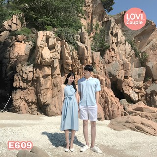 [LoviCouple] Đồ Đôi - Áo cặp váy sơ mi đôi XANH DƯƠNG - Có Video