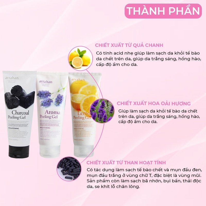 Tẩy Tế Bào Da Chết ARRAHAN Hàn Quốc 180ml Giúp Làm Sạch Và Làm Trắng Da