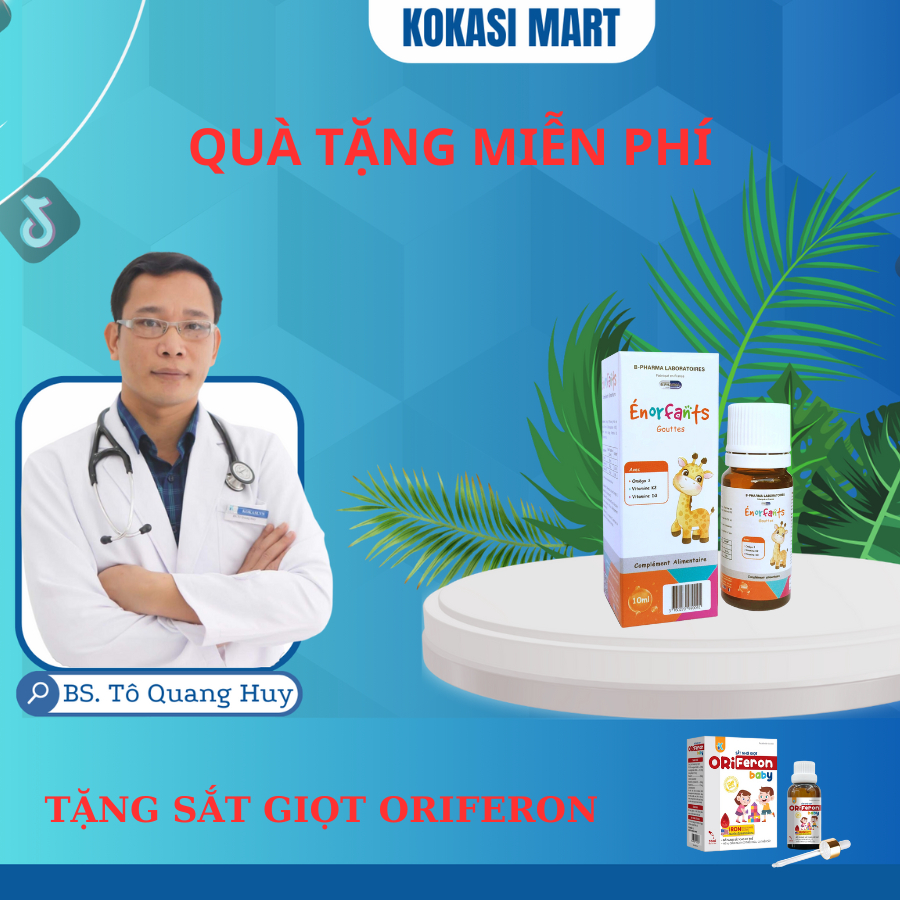 [MUA 1 D3K2 TẶNG 1 KẼM GIỌT ORIZINC] D3K2 OMEGA ÉNORFANTS Lọ 10ml - Bổ sung D3, K2, Omega cho bé Vitamin