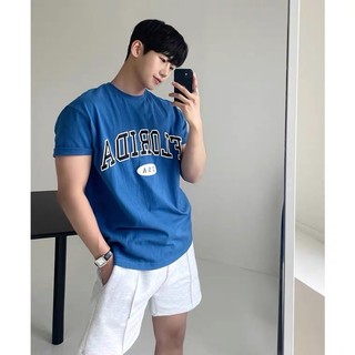 Áo Thun Nam Xanh Bích Nhạt In Chữ Viền Đơn Giản