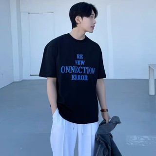 Áo Thun Nam Cotton Cổ Tròn In Chữ Kiểu Xanh Mùa Hè
