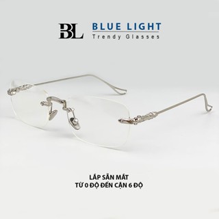 Gọng Kính Cận, Kính Giả Cận Nam Nữ, Gọng Khoan Mắt Chữ Nhật Không Viền, Có Sẵn Độ, Sang Trọng Thanh Lịch- BLUE LIGHT