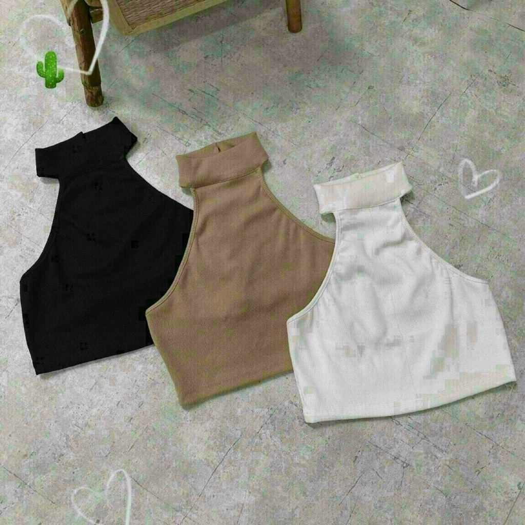 áo yếm croptop cổ cao cài nút sau