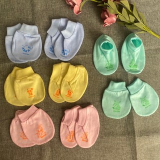 Set bao tay chân sơ sinh cổ bo màu mintaa