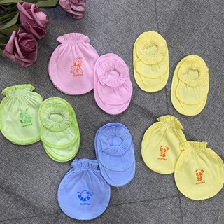 Set bao tay chân sơ sinh cổ chun màu mintaa