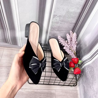 Sục nữ - giày sục nữ -dép sục nữ - sục mũi nhọn phối nơ ấu Thiên An cao 3 phân TA09