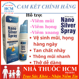 Xịt mũi họng nano bạc cho bé Nano Silver Spray với tinh dầu bạc hà hỗ trợ viêm xoang viêm mũi 70ml HCM PHARMA DHG20